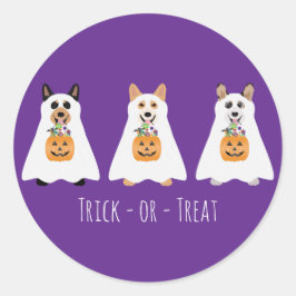 Trick or Treat Corgi Ghost Hunde Halloween Runder Aufkleber