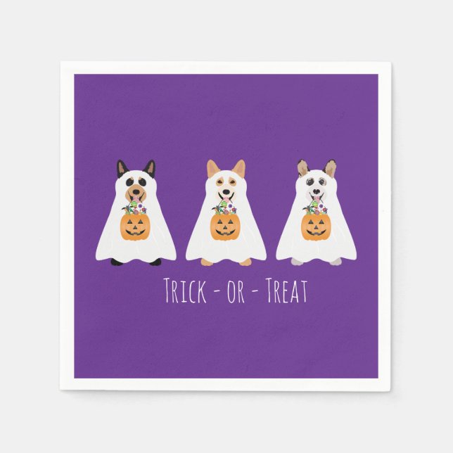Trick or Treat Corgi Ghost Hunde Halloween Serviette (Vorderseite)