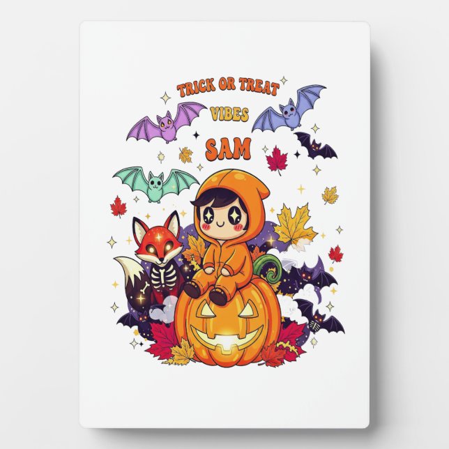 Trick or Treat Cute Halloween Fotoplatte (Vorderseite)