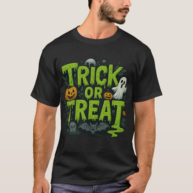 Trick or Treat Dripping Font T-Shirt  (Vorderseite)
