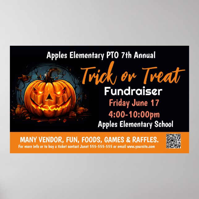 TRick or treat Fundraiser PTO PTA Church Banner Poster (Vorne)