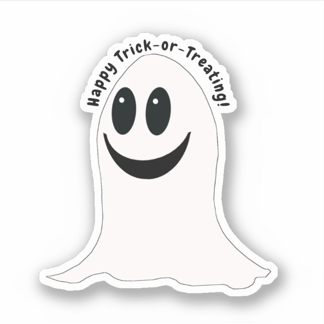 Trick-or-Treat Ghost Halloween Aufkleber (Vorderseite)