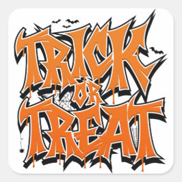 Trick Or Treat Graffiti Quadratischer Aufkleber