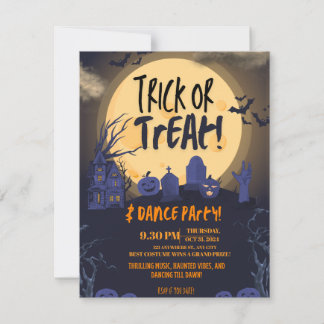 Trick or Treat Halloween Dance Party Invitation🎃 Feiertagskarte