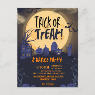 Trick or Treat Halloween Dance Party Invitation🎃 Feiertagspostkarte