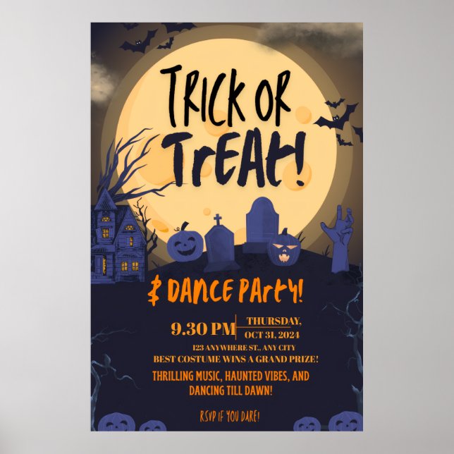 Trick or Treat Halloween Dance Party Invitation🎃 Poster (Vorne)