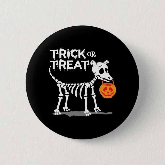 Trick Or Treat Halloween Dog Button (Vorderseite)