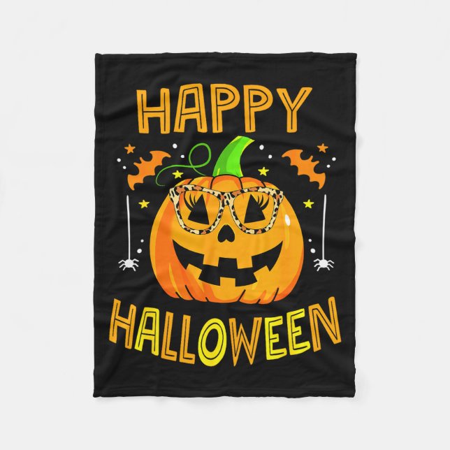 Trick Or Treat Halloween Funny Pumpkin Happy Hallo Fleecedecke (Vorderseite)