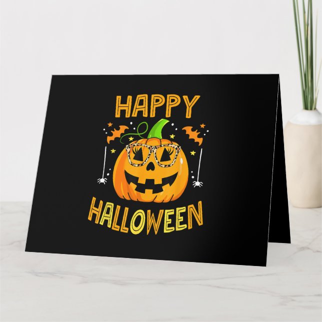 Trick or Treat Halloween Funny Pumpkin Happy Hallo Karte (Vorderseite)