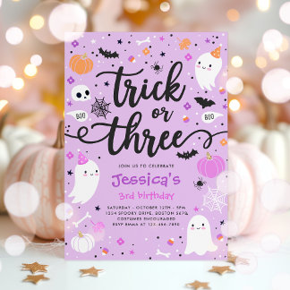 Trick or Treat Halloween Ghost 3. Geburtstags-Part Einladung
