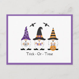 Trick or Treat Halloween Gnomes Lila Orange Postkarte
