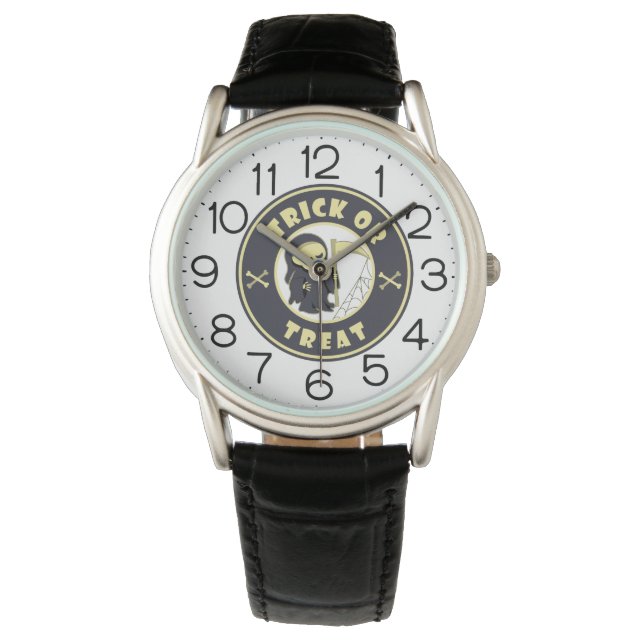 Trick or treat Halloween grim reaper character Armbanduhr (Vorderseite)
