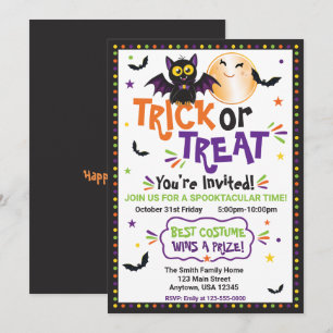 Trick or Treat Halloween-Party Süßer Fledermaus un Einladung