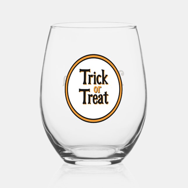 Trick or Treat Halloween Personalized Party Favor Weinglas Ohne Stiel (Vorderseite)