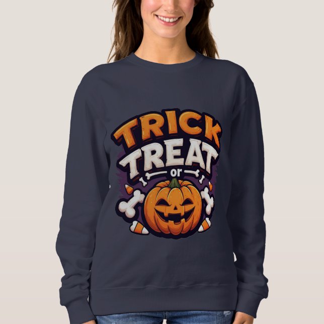 Trick or Treat Halloween Pumpkin Jack-O'-Lantern Sweatshirt (Vorderseite)