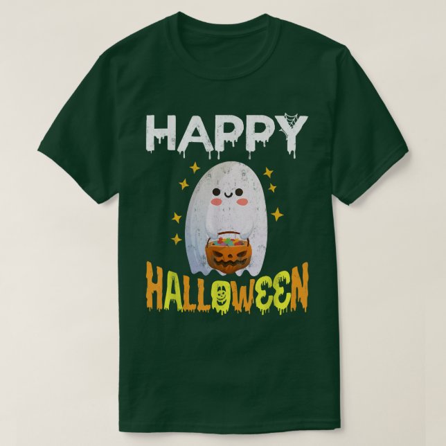 Trick or Treat Halloween Shirt Ghost Pumpkin Happy (Design vorne)