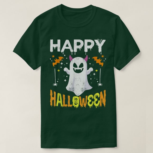 Trick or Treat Halloween Shirt Ghost Pumpkin Happy (Design vorne)