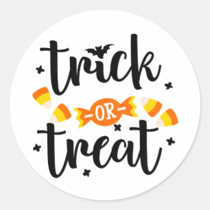 Trick or Treat Halloween Süßigkeiten Typografie  Runder Aufkleber