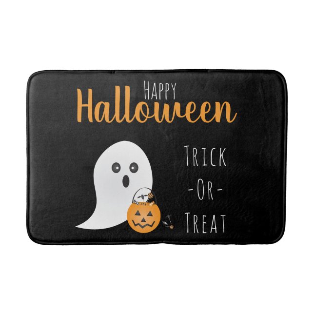Trick or Treat Happy Halloween Ghost Spooky Badematte (Vorderseite)