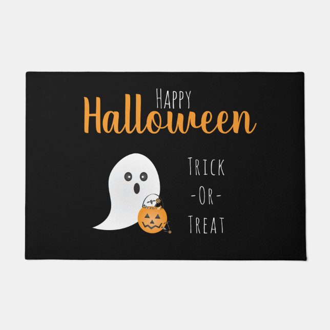 Trick or Treat Happy Halloween Ghost Spooky Fußmatte (Vorderseite)