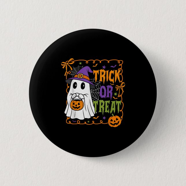 Trick Or Treat Happy Halloween Pumpkin Ghost Boy G Button (Vorderseite)