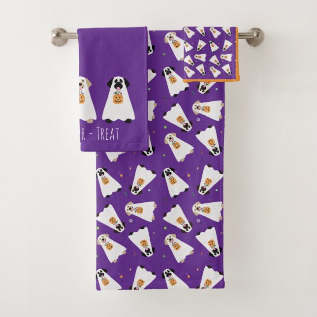 Trick or Treat Labrador Retriever Ghost Hunde Badhandtuch Set (Insitu)