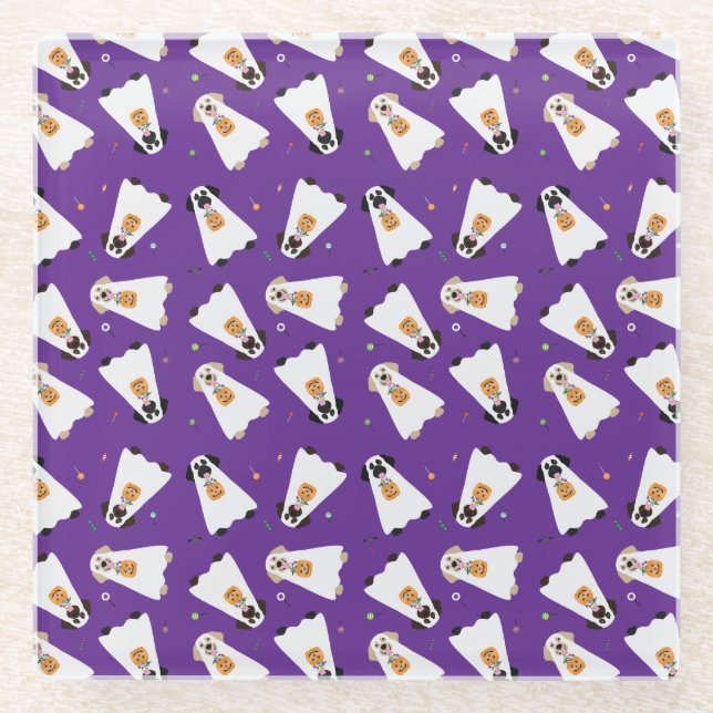 Trick or Treat Labrador Retriever Ghost Hunde Glasuntersetzer (Vorderseite)