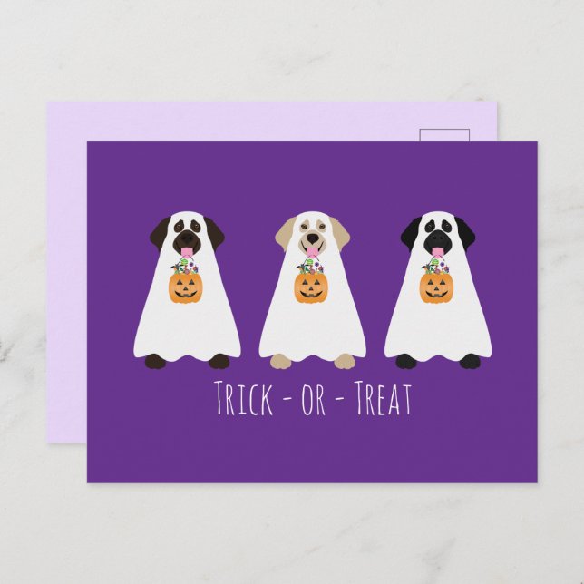 Trick or Treat Labrador Retriever Ghost Hunde Postkarte (Vorne/Hinten)