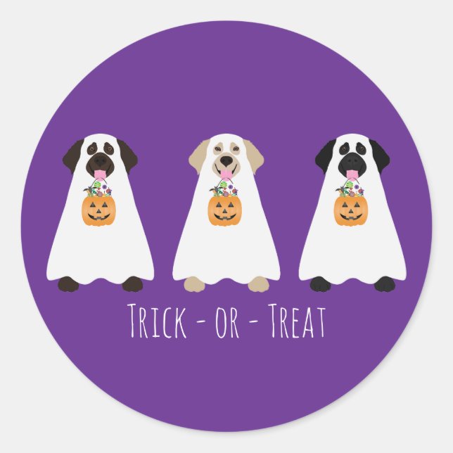 Trick or Treat Labrador Retriever Ghost Hunde Runder Aufkleber (Vorderseite)