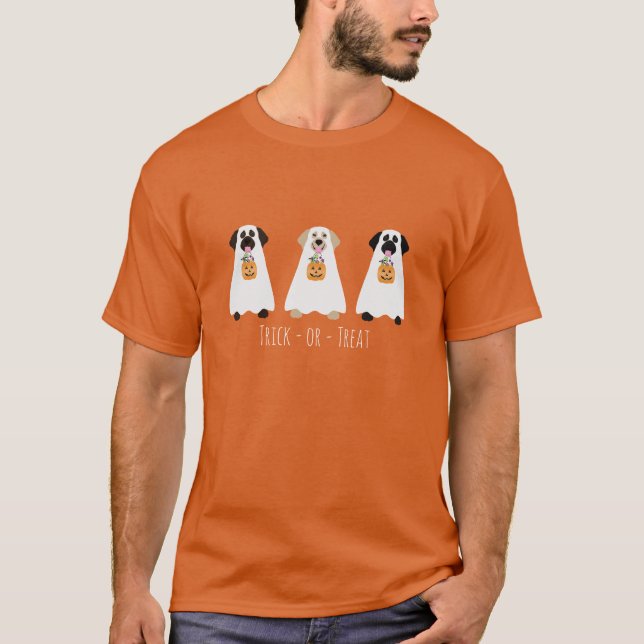 Trick or Treat Labrador Retriever Ghost Hunde T-Shirt (Vorderseite)