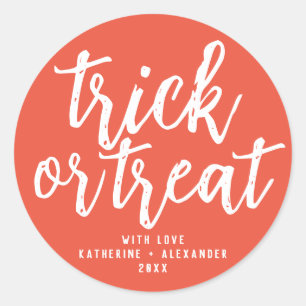 Trick or Treat Moderne Elegante Personalisierte Be Runder Aufkleber