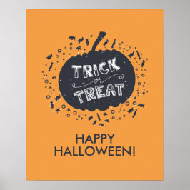Trick or Treat Pumpkin Happy Halloween Poster