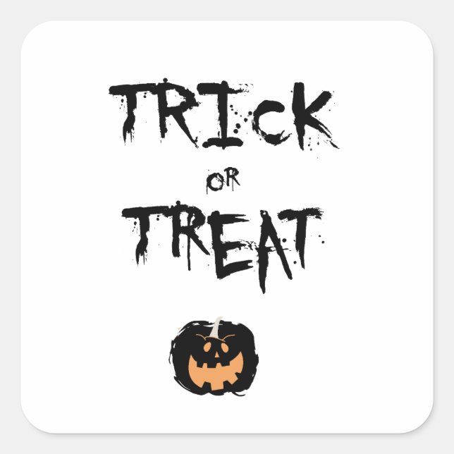 Trick or treat pumpkin quadratischer aufkleber (Vorderseite)