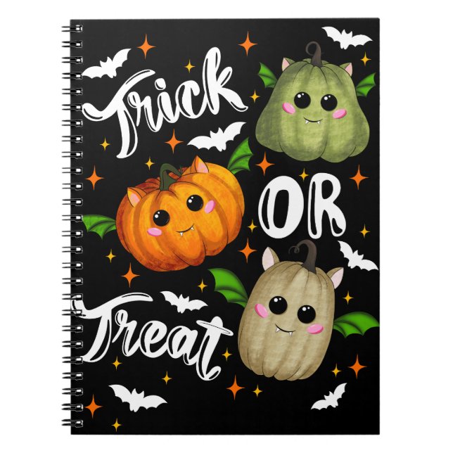 Trick or treat pumpkins Spiral Fotonotizbuch Notizblock (Vorderseite)