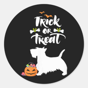 Trick-or-Treat-Scottie Schottischer Terrier Hund D Runder Aufkleber