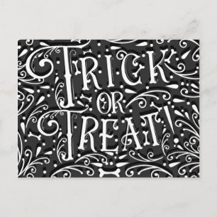 Trick or Treat Vintage-Kreideknochen Halloween Postkarte