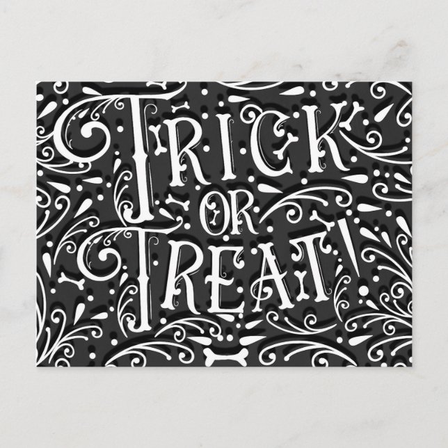 Trick or Treat Vintage-Kreideknochen Halloween Postkarte (Vorderseite)