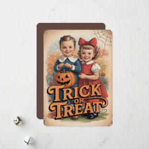 "Trick or Treat" Vintages KinderHalloween Feiertagskarte