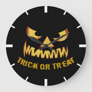 Trick or Treat with Pumpkin Face Große Wanduhr