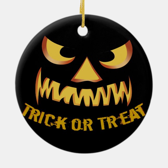 Trick or Treat with Pumpkin Face Keramikornament (Hinten)