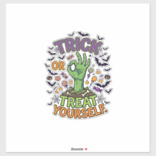 Trick Or Treat Yourself Zombie-Hand-Halloween-Süßi Aufkleber