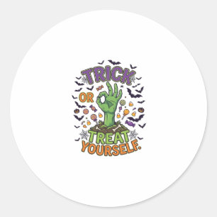 Trick Or Treat Yourself Zombie-Hand Halloween-Süßi Runder Aufkleber
