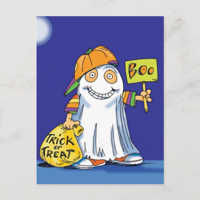 Trick-or-Treating Ghost - Halloween-Postkarte Postkarte (Vorderseite)