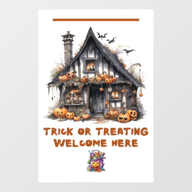 "Trick or Treating Welcome Here" Banner Fensteraufkleber (Blatt)