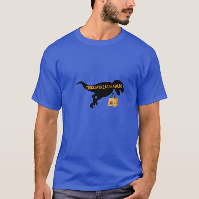 Trick or Treatosaurus Halloween Dinosaurier Albern T-Shirt (Vorderseite)