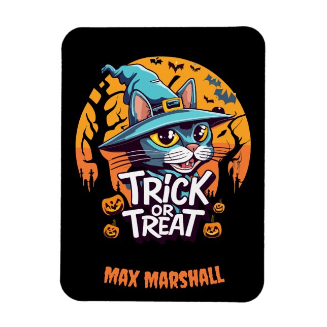 Trick or Tree Cat - Creepy Crawlies Orange Black Magnet (Vertikal)