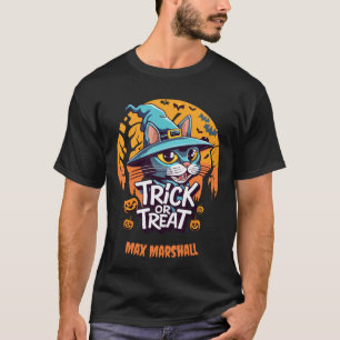 Trick or Tree Cat - Creepy Crawlies Orange Black T-Shirt