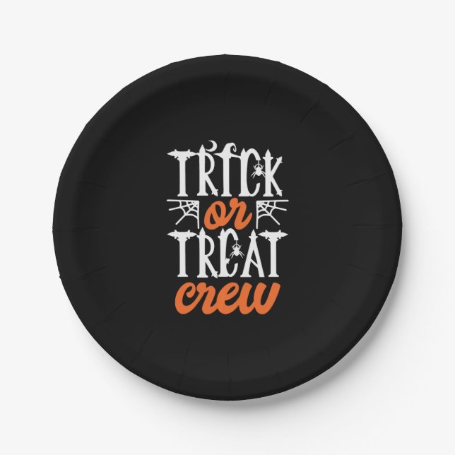 Trick or Tree Crew Funny Niedlich Moon Beängstigen Pappteller (Vorderseite)