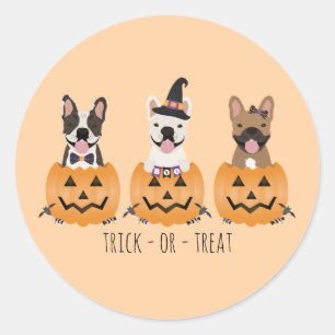 Trick or Tree French Bulldogs Pumpkin Runder Aufkleber