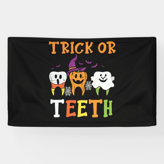 Trick or zeth Halloween Leckerei Zahnarzt Banner (Horizontal)